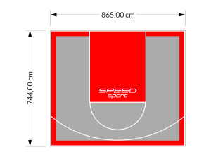 64M2/744X865CM SZARO-CZERWONE BOISKO DO KOSZYKÓWKI SPEEDSPORT HEXA POWER PRO