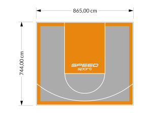 64M2/744X865CM SZARO-POMARAŃCZOWE BOISKO DO KOSZYKÓWKI SPEEDSPORT HEXA POWER PRO