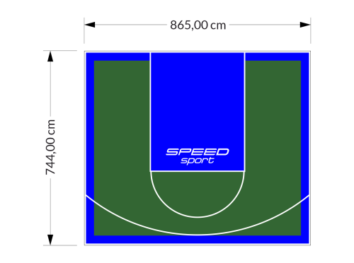 64M2/744X865CM ZIELONO-NIEBIESKIE BOISKO DO KOSZYKÓWKI SPEEDSPORT HEXA POWER PRO
