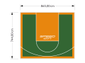 64M2/744X865CM ZIELONO-POMARAŃCZOWE BOISKO DO KOSZYKÓWKI SPEEDSPORT HEXA POWER PRO
