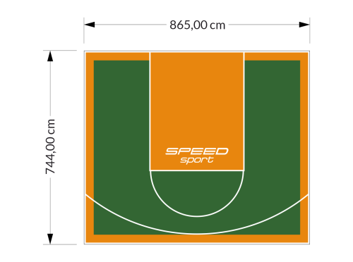 64M2/744X865CM ZIELONO-POMARAŃCZOWE BOISKO DO KOSZYKÓWKI SPEEDSPORT HEXA POWER PRO