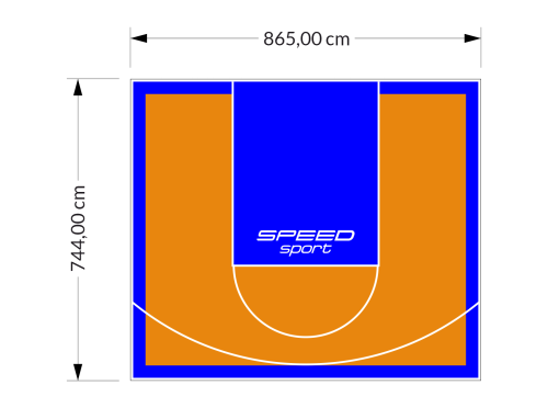 64M2/744X865CM POMARAŃCZOWO-NIEBIESKIE BOISKO DO KOSZYKÓWKI SPEEDSPORT HEXA POWER PRO