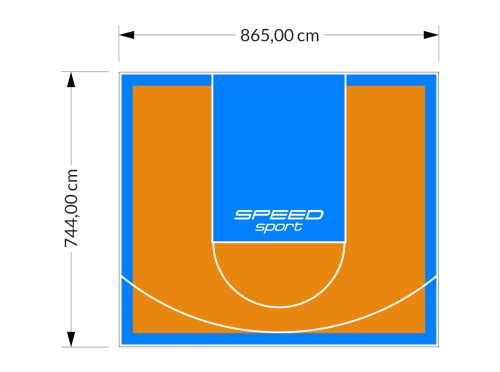 64M2/744X865CM POMARAŃCZOWO-BŁĘKITNE BOISKO DO KOSZYKÓWKI SPEEDSPORT HEXA POWER PRO