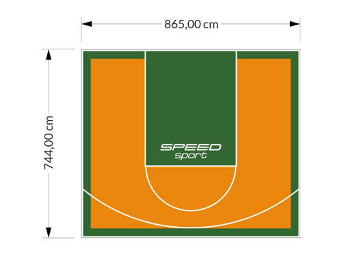 64M2/744X865CM POMARAŃCZOWO-ZIELONE BOISKO DO KOSZYKÓWKI SPEEDSPORT HEXA POWER PRO