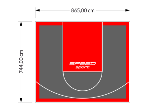 64M2/744X865CM GRAFITOWO-CZERWONE BOISKO DO KOSZYKÓWKI SPEEDSPORT HEXA POWER PRO
