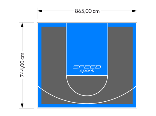64M2/744X865CM GRAFITOWO-BŁĘKITNE BOISKO DO KOSZYKÓWKI SPEEDSPORT HEXA POWER PRO