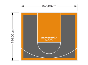 64M2/744X865CM GRAFITOWO-POMARAŃCZOWE BOISKO DO KOSZYKÓWKI SPEEDSPORT HEXA POWER PRO