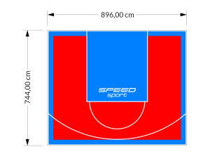 67M2/744X896CM CZERWONO-BŁĘKITNE BOISKO DO KOSZYKÓWKI SPEEDSPORT HEXA POWER PRO