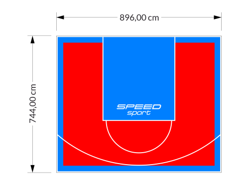 67M2/744X896CM CZERWONO-BŁĘKITNE BOISKO DO KOSZYKÓWKI SPEEDSPORT HEXA POWER PRO