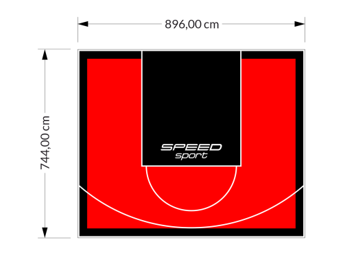 67M2/744X896CM CZERWONO-CZARNE BOISKO DO KOSZYKÓWKI SPEEDSPORT HEXA POWER PRO