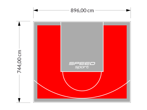 67M2/744X896CM CZERWONO-SZARE BOISKO DO KOSZYKÓWKI SPEEDSPORT HEXA POWER PRO