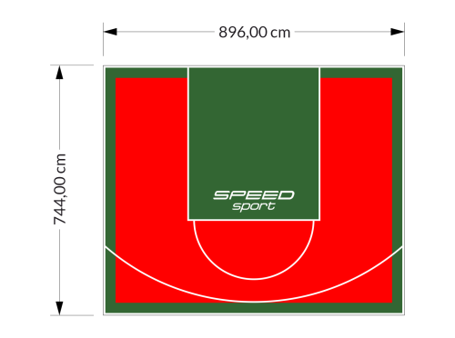 67M2/744X896CM CZERWONO-ZIELONE BOISKO DO KOSZYKÓWKI SPEEDSPORT HEXA POWER PRO