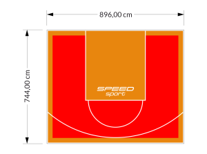 67M2/744X896CM CZERWONO-POMARAŃCZOWE BOISKO DO KOSZYKÓWKI SPEEDSPORT HEXA POWER PRO