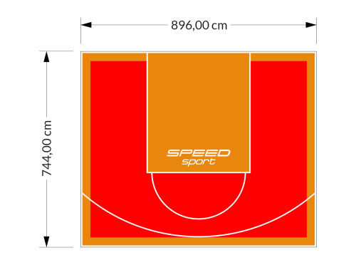 67M2/744X896CM CZERWONO-POMARAŃCZOWE BOISKO DO KOSZYKÓWKI SPEEDSPORT HEXA POWER PRO