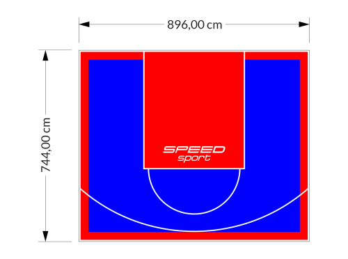67M2/744X896CM NIEBIESKO-CZERWONE BOISKO DO KOSZYKÓWKI SPEEDSPORT HEXA POWER PRO