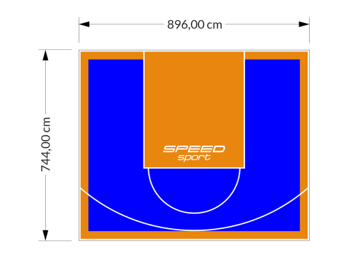 67M2/744X896CM NIEBIESKO-POMARAŃCZOWE BOISKO DO KOSZYKÓWKI SPEEDSPORT HEXA POWER PRO