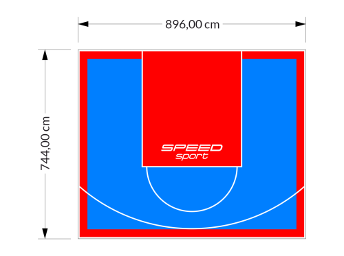 67M2/744X896CM BŁĘKITNO-CZERWONE BOISKO DO KOSZYKÓWKI SPEEDSPORT HEXA POWER PRO