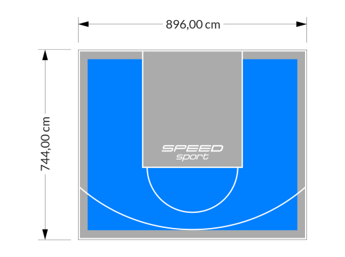67M2/744X896CM BŁĘKITNO-SZARE BOISKO DO KOSZYKÓWKI SPEEDSPORT HEXA POWER PRO