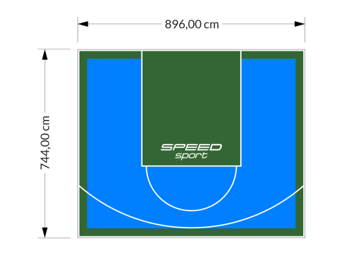 67M2/744X896CM BŁĘKITNO-ZIELONE BOISKO DO KOSZYKÓWKI SPEEDSPORT HEXA POWER PRO