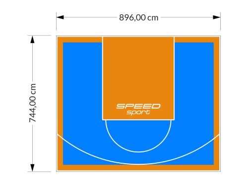 67M2/744X896CM BŁĘKITNO-POMARAŃCZOWE BOISKO DO KOSZYKÓWKI SPEEDSPORT HEXA POWER PRO