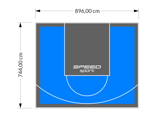 67M2/744X896CM BŁĘKITNO-GRAFITOWE BOISKO DO KOSZYKÓWKI SPEEDSPORT HEXA POWER PRO