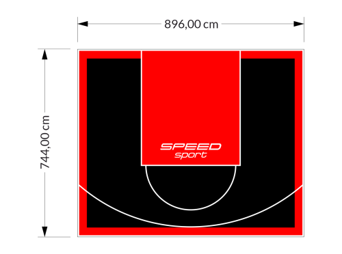 67M2/744X896CM CZARNO-CZERWONE BOISKO DO KOSZYKÓWKI SPEEDSPORT HEXA POWER PRO