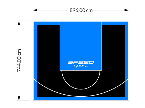 67M2/744X896CM CZARNO-BŁĘKITNE BOISKO DO KOSZYKÓWKI SPEEDSPORT HEXA POWER PRO