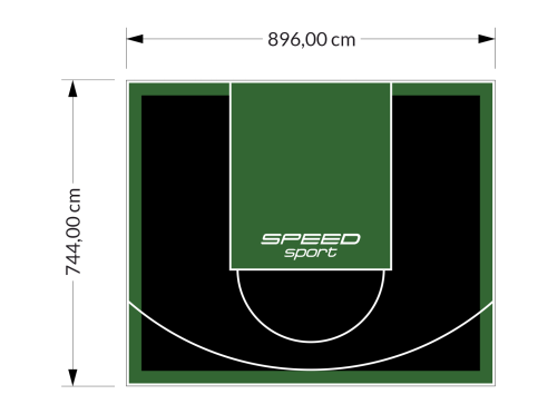 67M2/744X896CM CZARNO-ZIELONE BOISKO DO KOSZYKÓWKI SPEEDSPORT HEXA POWER PRO