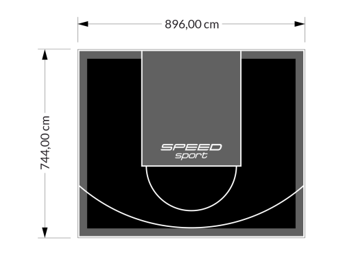 67M2/744X896CM CZARNO-GRAFITOWE BOISKO DO KOSZYKÓWKI SPEEDSPORT HEXA POWER PRO