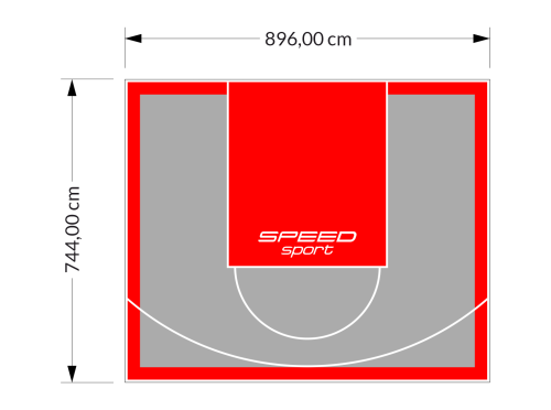 67M2/744X896CM SZARO-CZERWONE BOISKO DO KOSZYKÓWKI SPEEDSPORT HEXA POWER PRO