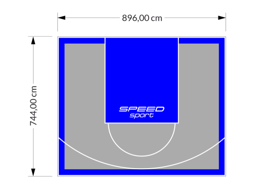 67M2/744X896CM SZARO-NIEBIESKIE BOISKO DO KOSZYKÓWKI SPEEDSPORT HEXA POWER PRO