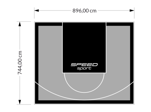 67M2/744X896CM SZARO-CZARNE BOISKO DO KOSZYKÓWKI SPEEDSPORT HEXA POWER PRO
