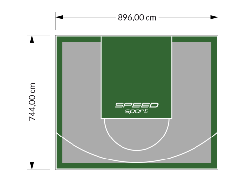 67M2/744X896CM SZARO-ZIELONE BOISKO DO KOSZYKÓWKI SPEEDSPORT HEXA POWER PRO