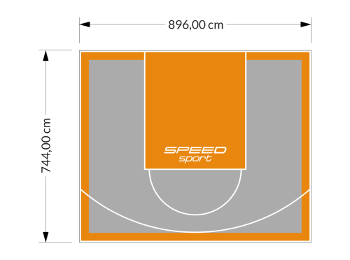 67M2/744X896CM SZARO-POMARAŃCZOWE BOISKO DO KOSZYKÓWKI SPEEDSPORT HEXA POWER PRO