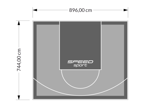 67M2/744X896CM SZARO-GRAFITOWE BOISKO DO KOSZYKÓWKI SPEEDSPORT HEXA POWER PRO