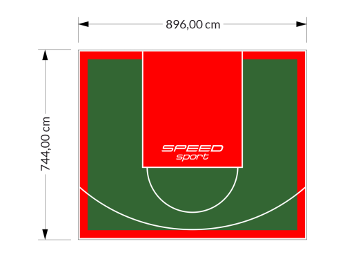 67M2/744X896CM ZIELONO-CZERWONE BOISKO DO KOSZYKÓWKI SPEEDSPORT HEXA POWER PRO