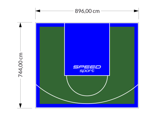 67M2/744X896CM ZIELONO-NIEBIESKIE BOISKO DO KOSZYKÓWKI SPEEDSPORT HEXA POWER PRO