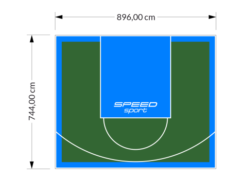 67M2/744X896CM ZIELONO-BŁĘKITNE BOISKO DO KOSZYKÓWKI SPEEDSPORT HEXA POWER PRO