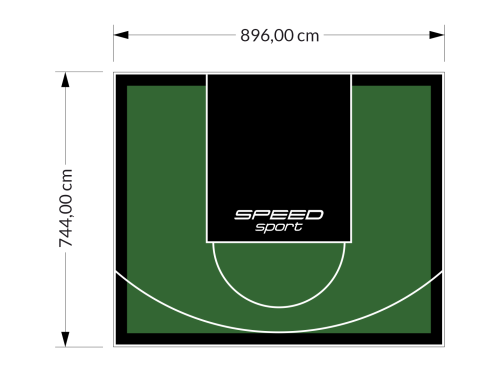67M2/744X896CM ZIELONO-CZARNE BOISKO DO KOSZYKÓWKI SPEEDSPORT HEXA POWER PRO