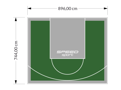 67M2/744X896CM ZIELONO-SZARE BOISKO DO KOSZYKÓWKI SPEEDSPORT HEXA POWER PRO