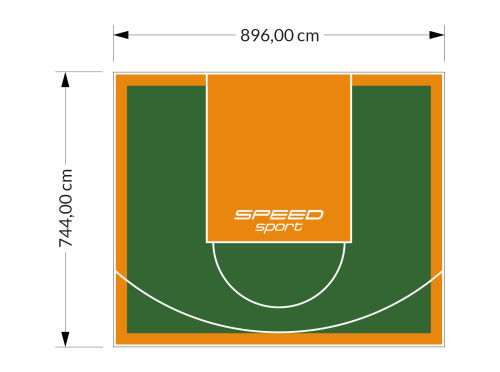 67M2/744X896CM ZIELONO-POMARAŃCZOWE BOISKO DO KOSZYKÓWKI SPEEDSPORT HEXA POWER PRO