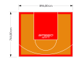67M2/744X896CM POMARAŃCZOWO-CZERWONE BOISKO DO KOSZYKÓWKI SPEEDSPORT HEXA POWER PRO