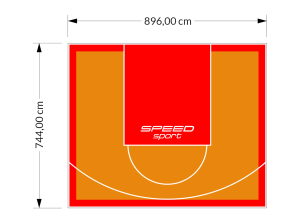 67M2/744X896CM POMARAŃCZOWO-CZERWONE BOISKO DO KOSZYKÓWKI SPEEDSPORT HEXA POWER PRO