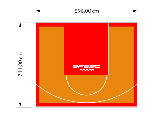 67M2/744X896CM POMARAŃCZOWO-CZERWONE BOISKO DO KOSZYKÓWKI SPEEDSPORT HEXA POWER PRO