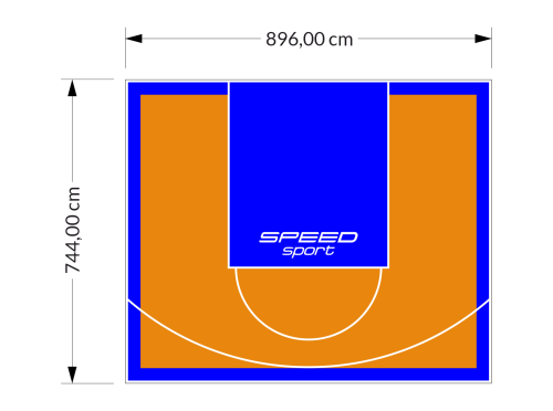 67M2/744X896CM POMARAŃCZOWO-NIEBIESKIE BOISKO DO KOSZYKÓWKI SPEEDSPORT HEXA POWER PRO