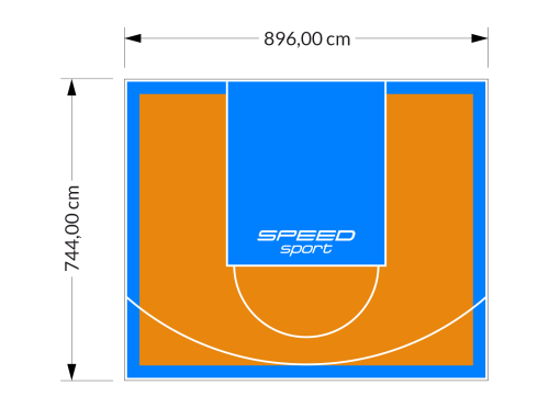 67M2/744X896CM POMARAŃCZOWO-BŁĘKITNE BOISKO DO KOSZYKÓWKI SPEEDSPORT HEXA POWER PRO