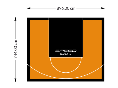 67M2/744X896CM POMARAŃCZOWO-CZARNE BOISKO DO KOSZYKÓWKI SPEEDSPORT HEXA POWER PRO