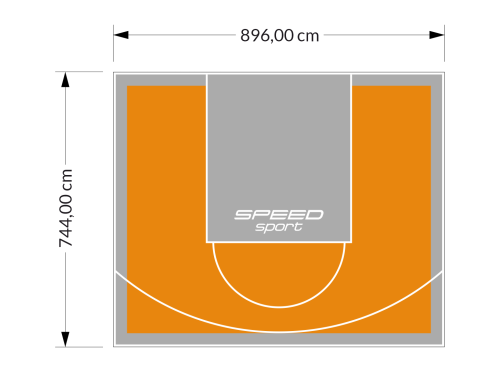 67M2/744X896CM POMARAŃCZOWO-SZARE BOISKO DO KOSZYKÓWKI SPEEDSPORT HEXA POWER PRO
