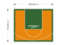 67M2/744X896CM POMARAŃCZOWO-ZIELONE BOISKO DO KOSZYKÓWKI SPEEDSPORT HEXA POWER PRO