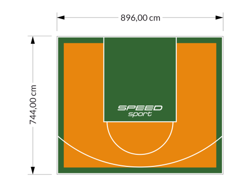 67M2/744X896CM POMARAŃCZOWO-ZIELONE BOISKO DO KOSZYKÓWKI SPEEDSPORT HEXA POWER PRO